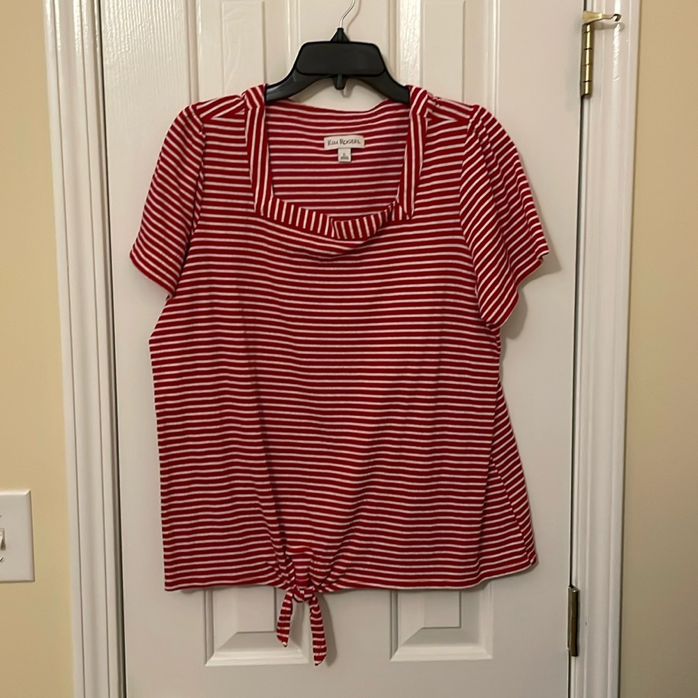 Red and White strip blouse